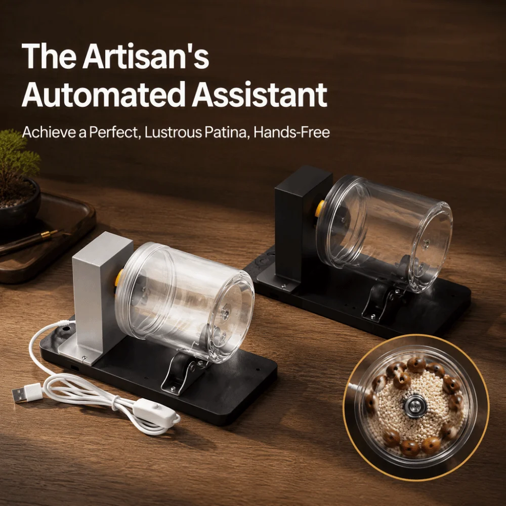 Variable Speed Bead Polishing Tumbler Automatic Low Noise Mini Rock Tumbler Adjustable-Speed Polishing Machine Disc Stringing