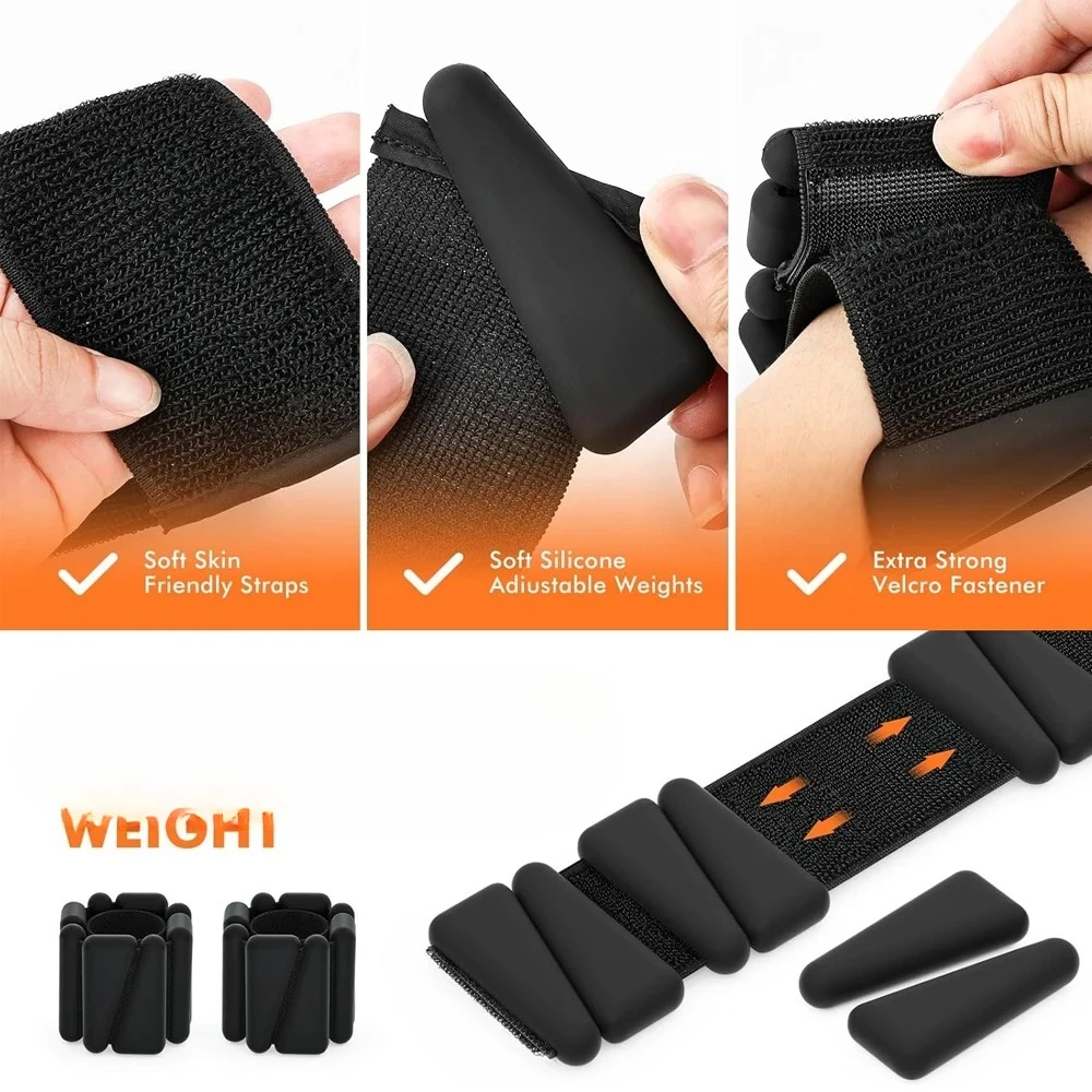 زوج واحد من أساور تدريب القوة من السيليكون للكاحل 2-4 رطل لليوجا والجري والسباحة - للنساء والرجال #2