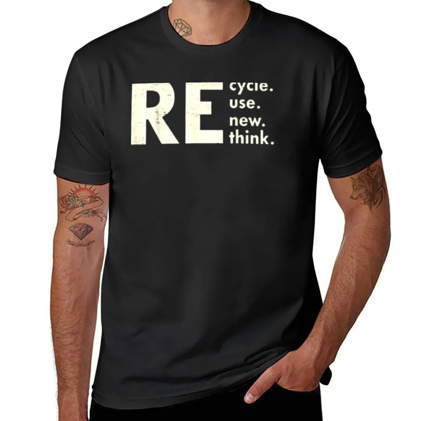 New RE Cycle Use New Think T-Shirt tops custom t shirts t shirts for men cotton