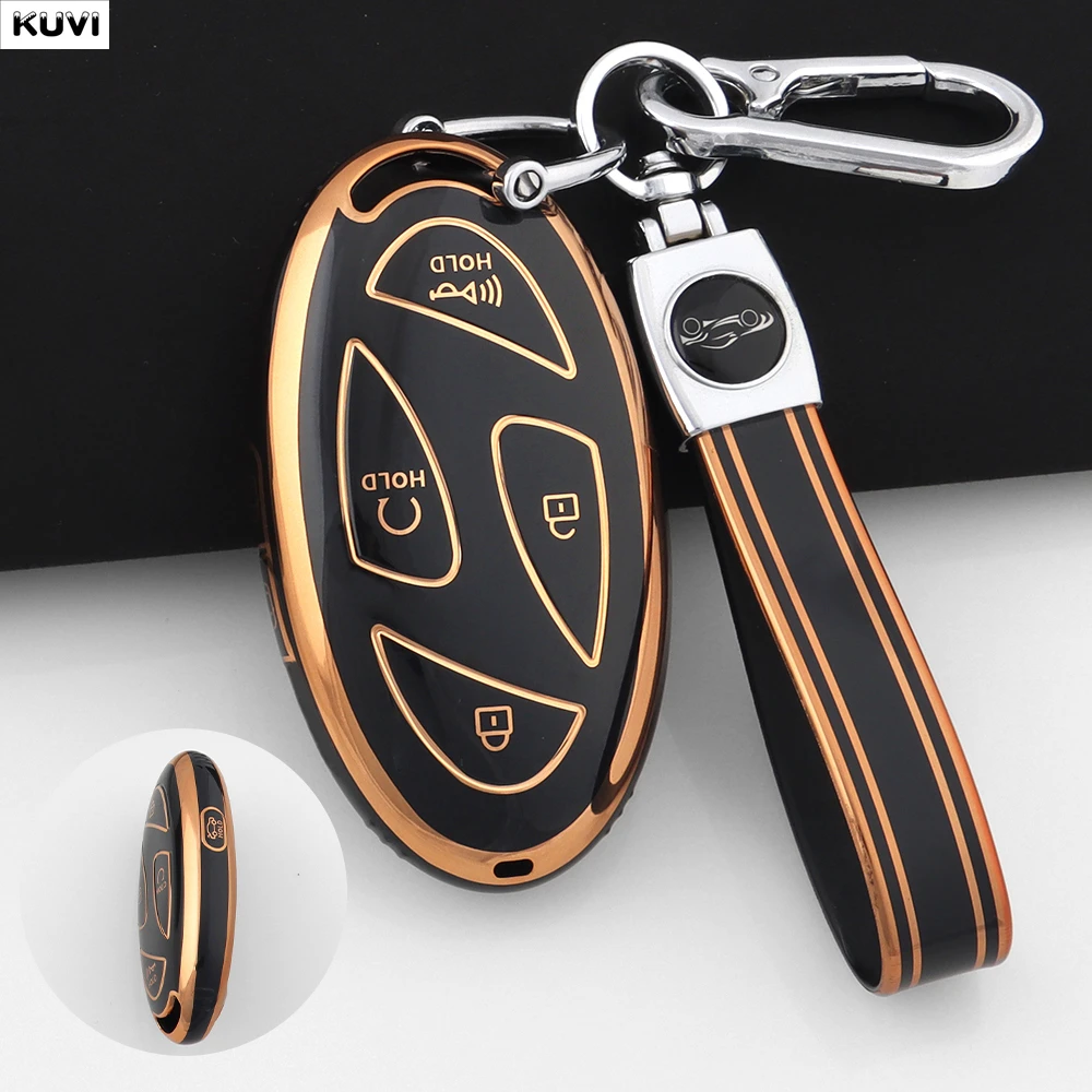 Goldene TPU 5 7 Tasten Auto Fernbedienung Schlüssel Fall Abdeckung Shell Für Hyundai IONIQ 6 Neue Grand Prix GN7 Kona Halter Keyless Fob Schlüsselbund