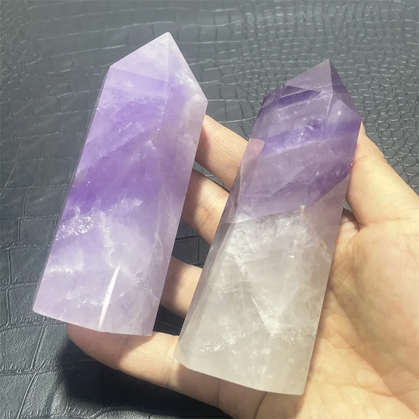 High Quality Natural Polished Amethyst Quartz Point with Rainbow Crystal Tower For Decoration