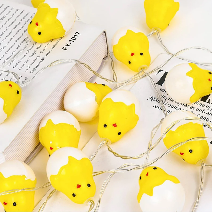 LED Eggshell Chicken Light String Easter Christmas Children's Room Decoration Theme Party Decoration Colorful Lights