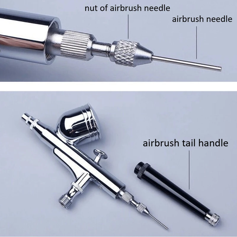0,2/0,3/0,5/0,8 mm Schwerkraftzufuhr Dual-Action Airbrush Farbspritzpistolen-Set – Detail 6