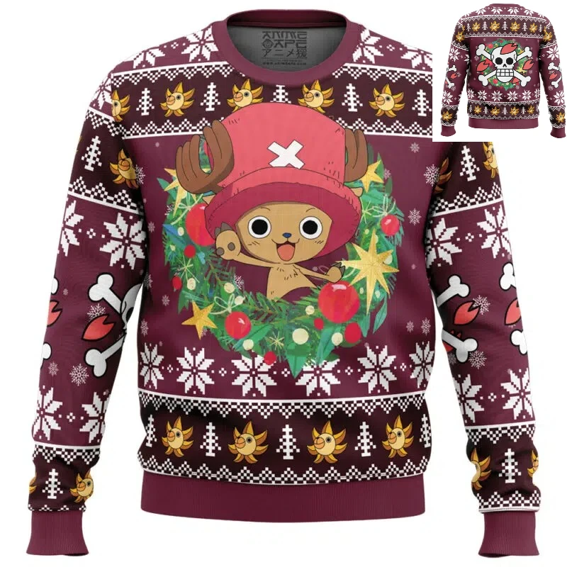 

Autumn Men's Crew Neck One Piece Christmas Tony Tony Chopper Anime Sweatshirt Winter Soft Comfy Stylish Loose Pullover Tracksuit