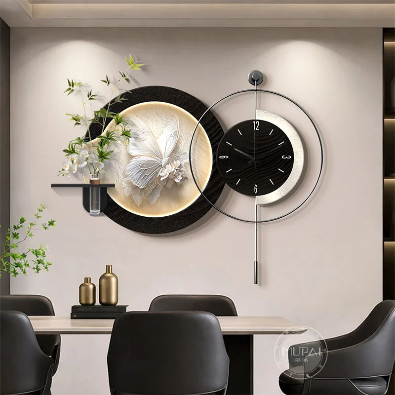 Y*-Aesthetic Digital Clock Wall Art Mural Xenomorph Round Simple Wall Watch Nordic Minimalist Orologio Da Parete Home Decoration