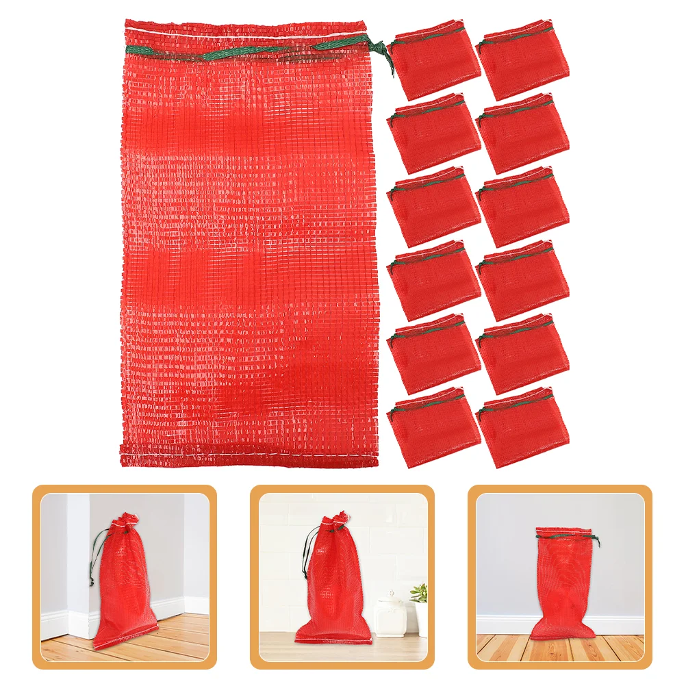 50 Pcs Agricultural Products Packaging Thickened Mesh Woven Drawstring Bags 50pcs Net Fruit Onion Pouches Polypropylene Storage