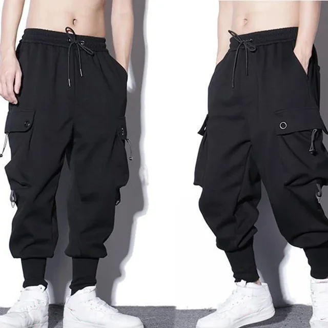 Luźne spodnie haremowe męskie spodnie Cargo Hip Hop Outdoor Casual spodnie do kostek Streetwear spodnie dresowe z kieszeniami spodnie motocyklowe męskie