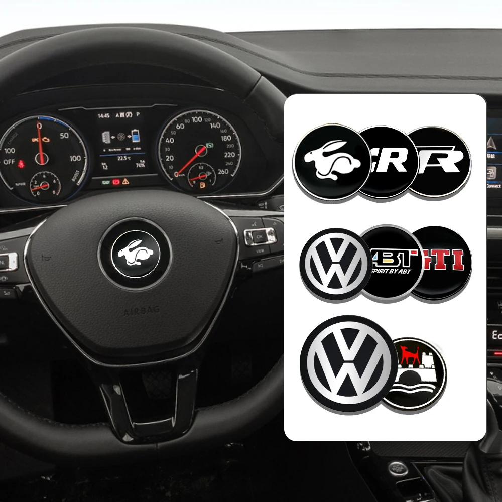 Car Interior Steering Wheel Decpration Cover Stickers Decoration Accessories For Volkswagen VW Golf Polo Tiguan Passat R GTI ABT