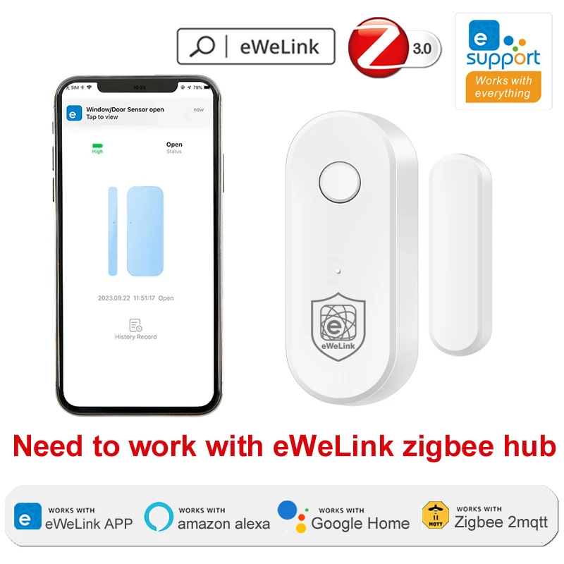 EWeLink Zigbee Door Window Sensor Door Open Closed Detector Security Anti-intrusion Work With Gateway Alexa Alice Zigbee 3.0