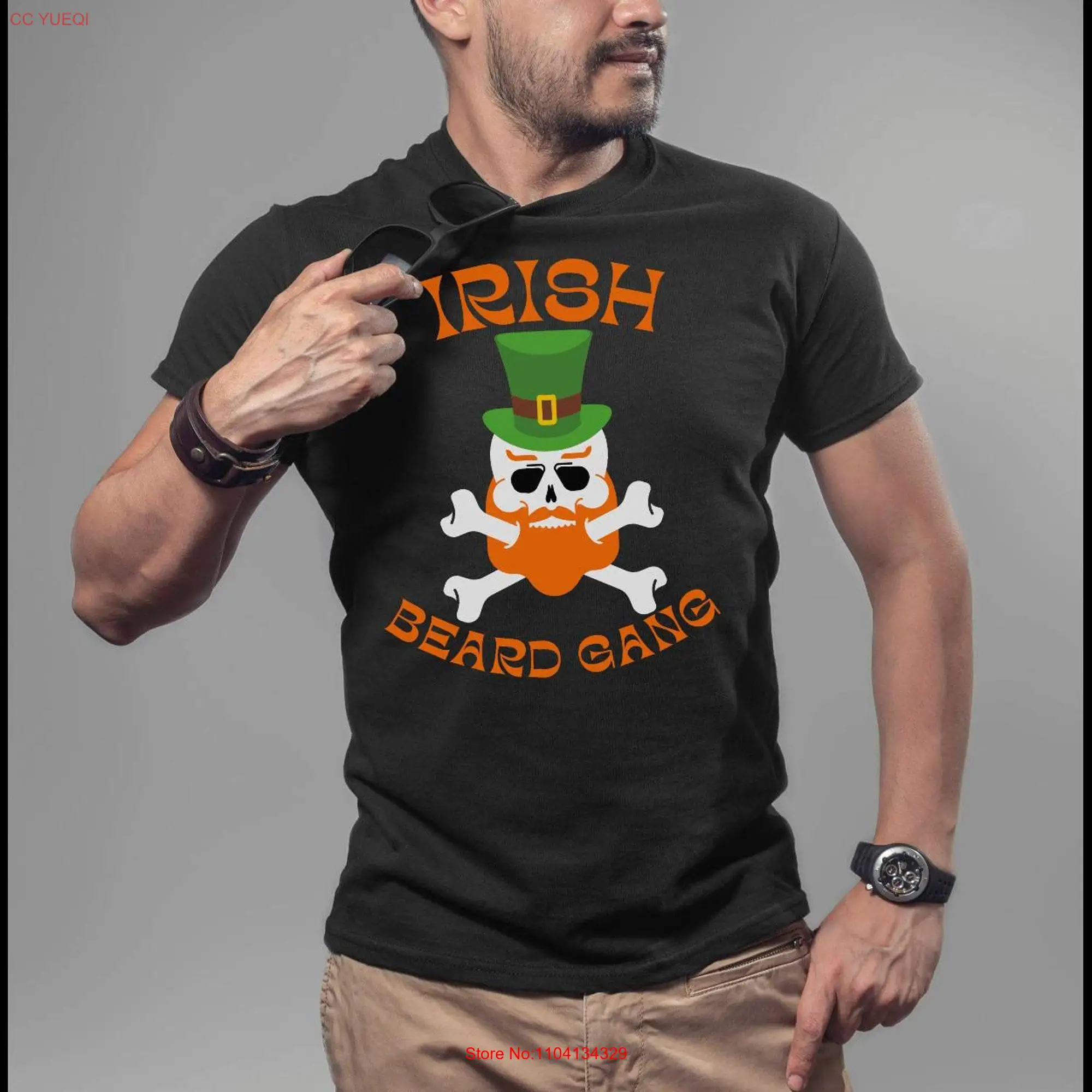 Irish Beard Gang Mens St Pattys T Shirt Shamrock Patricks Day Paddys Funny Men Shenanigans long or short sleeves