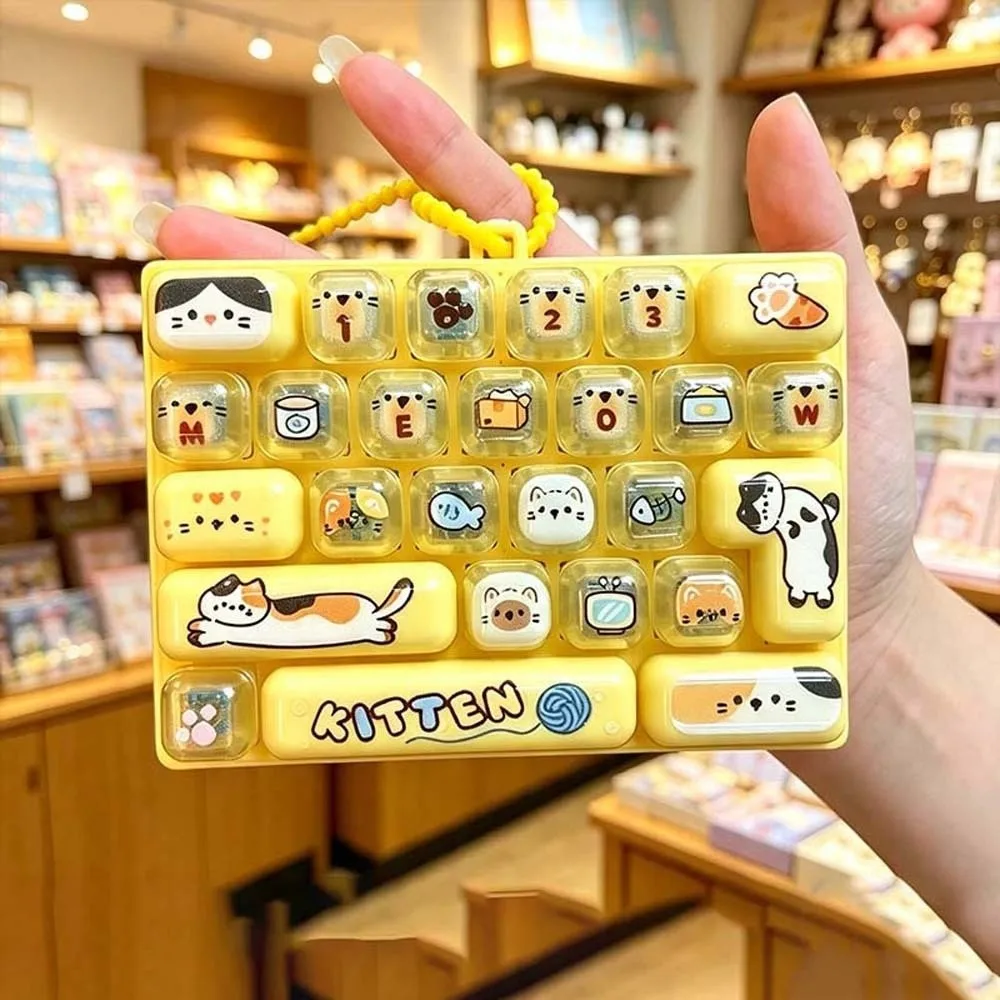 26 Keys Layout Keyboard Fidget Cute Cartoon Lightweight Backpack Key Chain Pendant Mechanical Switch Portable Fingertip Focus