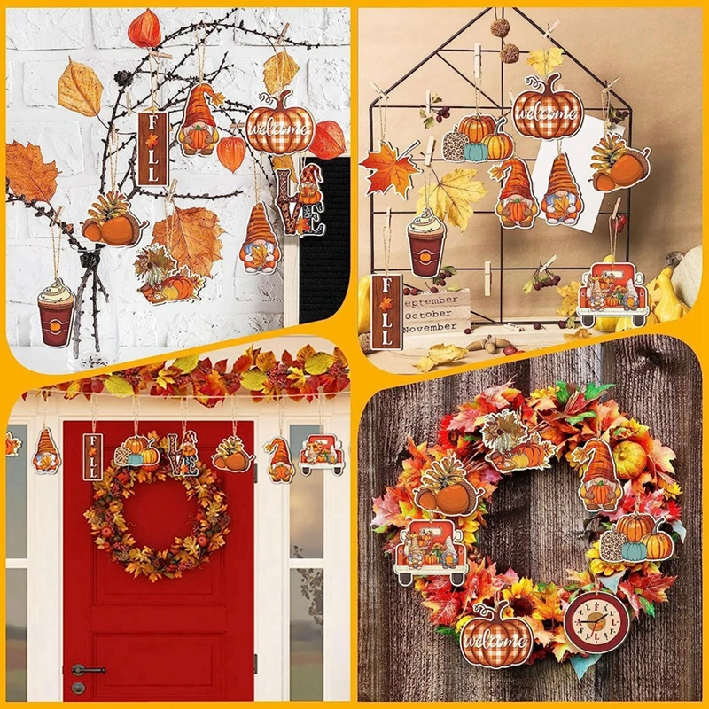 12 Stuks Herfst Dwerg Hout Hanger Boom Ornament Lucky Dwerg Irish Home Decor Hanger Thanksgiving Kerst Halloween Hanger