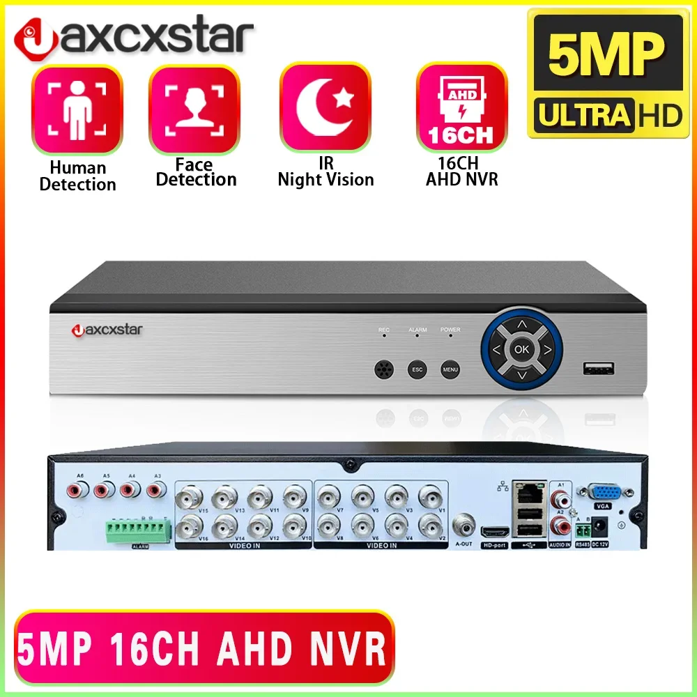 16 Channel AHD DVR 5MP 16CH AHD/CVI/TVI DVR 2592*1944 5MP CCTV Video Recorder Hybrid DVR NVR HVR 6 In 1 Alarm Security System