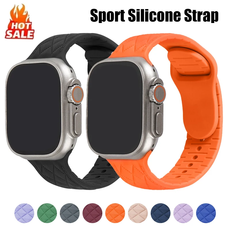 

Silicone Strap for Apple Watch Band Ultra2 49mm Series 9 8 7 41mm 45mm 38mm 42mm Sport Bracelet IWatch 7 6 SE 5 4 3 44mm 40mm