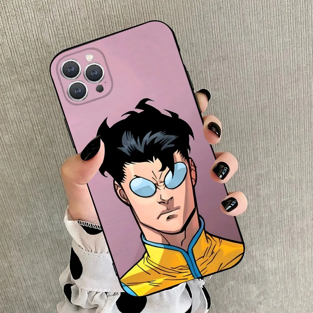 Cartoon I-Invincible   Phone Case For iPhone 15,14,13,12,11,Plus,Pro Max,XS,X,XR,SE,Mini,8,7 Soft Silicone Black Cover