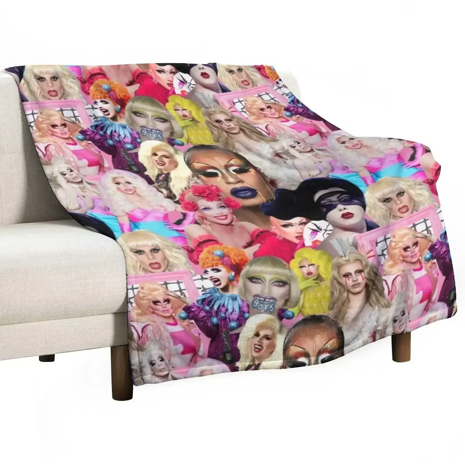 rupaul drag race collage Throw Blanket Stuffeds warm for winter Softest Blankets