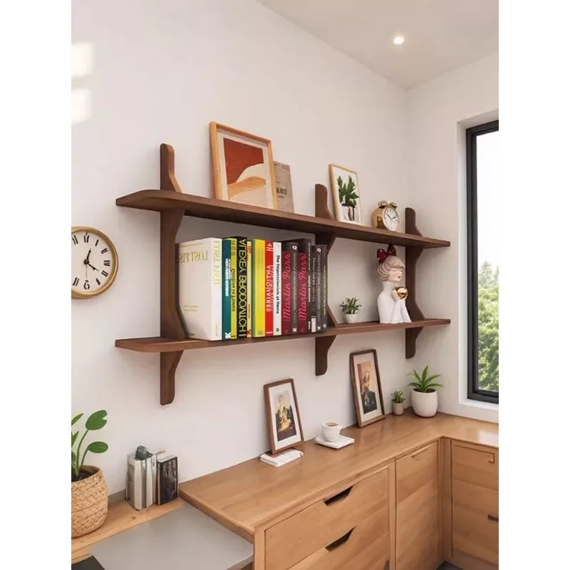 

Mid-Century Modern Solid Wood Wall-Mounted Bookshelf - Cubed Storage Organizer for Students Magazine Holder Book Shelf