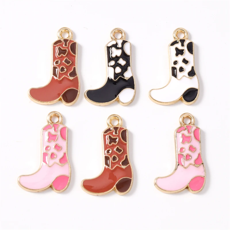 Duarte 20 Teile/los Nette Emaille Cowboy Stiefel Charms Anhänger für Schmuck Machen Ohrringe Halsketten Armbänder DIY Handwerk Zubehör – Detail 2