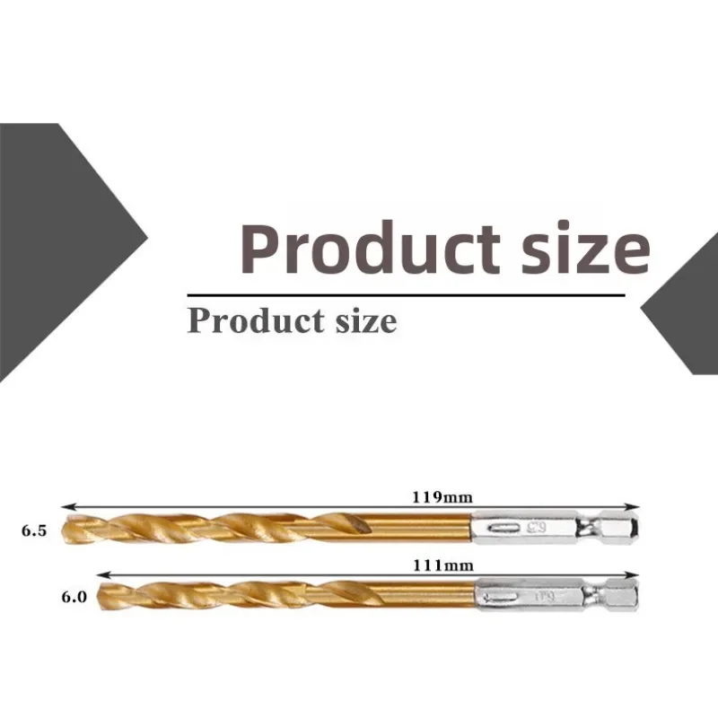 13pcs British System Hexagonal Handle Titanium Plating Drill Bit Electric Drill Screwdriver Hole Drilling Air Screwdriver Tool
