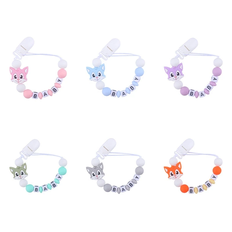 Cartoon  Silicone Pacifier Chain Animal Pattern Teething Clip Infant Soother Toy for Baby Girls Boys Baby Shower Birthday Gift