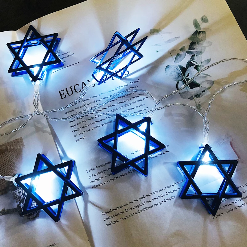 10Leds Chanukah Hanukkah Light String Party Light Decor Candlestick Battery Operated LED For Home Lamp Eid Mubarak Decoration