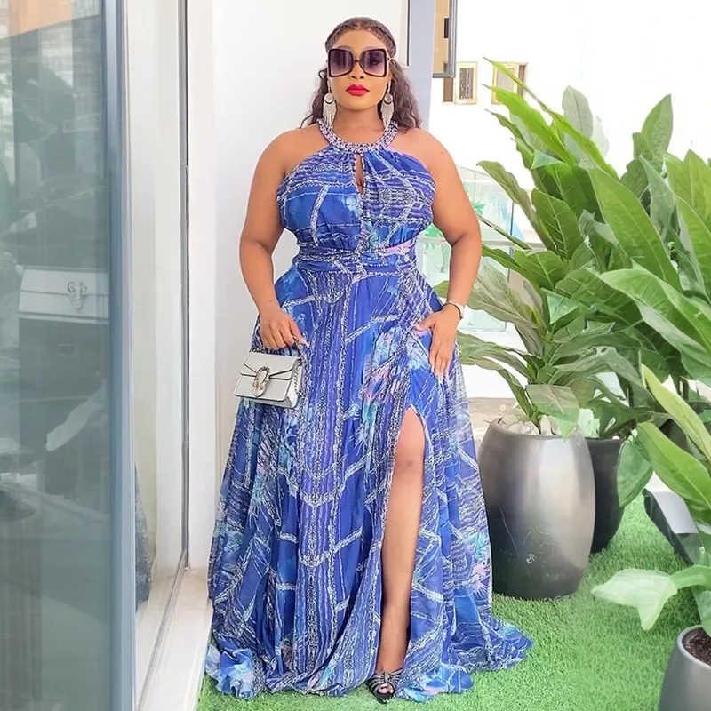 

2026 Plus Size African Elegant Dresses Dashiki Fashion Sleeveless Dress for Women Loose Solid Beach Vestidos Robe Spring Summer