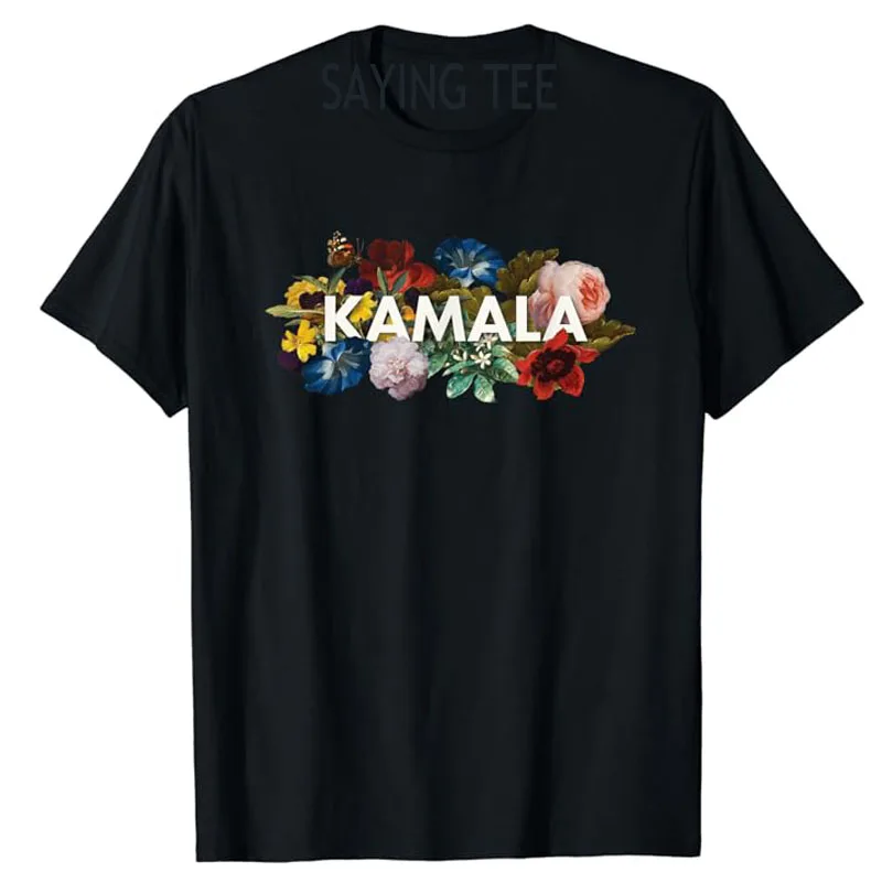 

Kamala Harris Vintage Floral Feminine First Female President T-Shirt Women's Fashion Black Proud Flower Graphic Top Campaign Tee