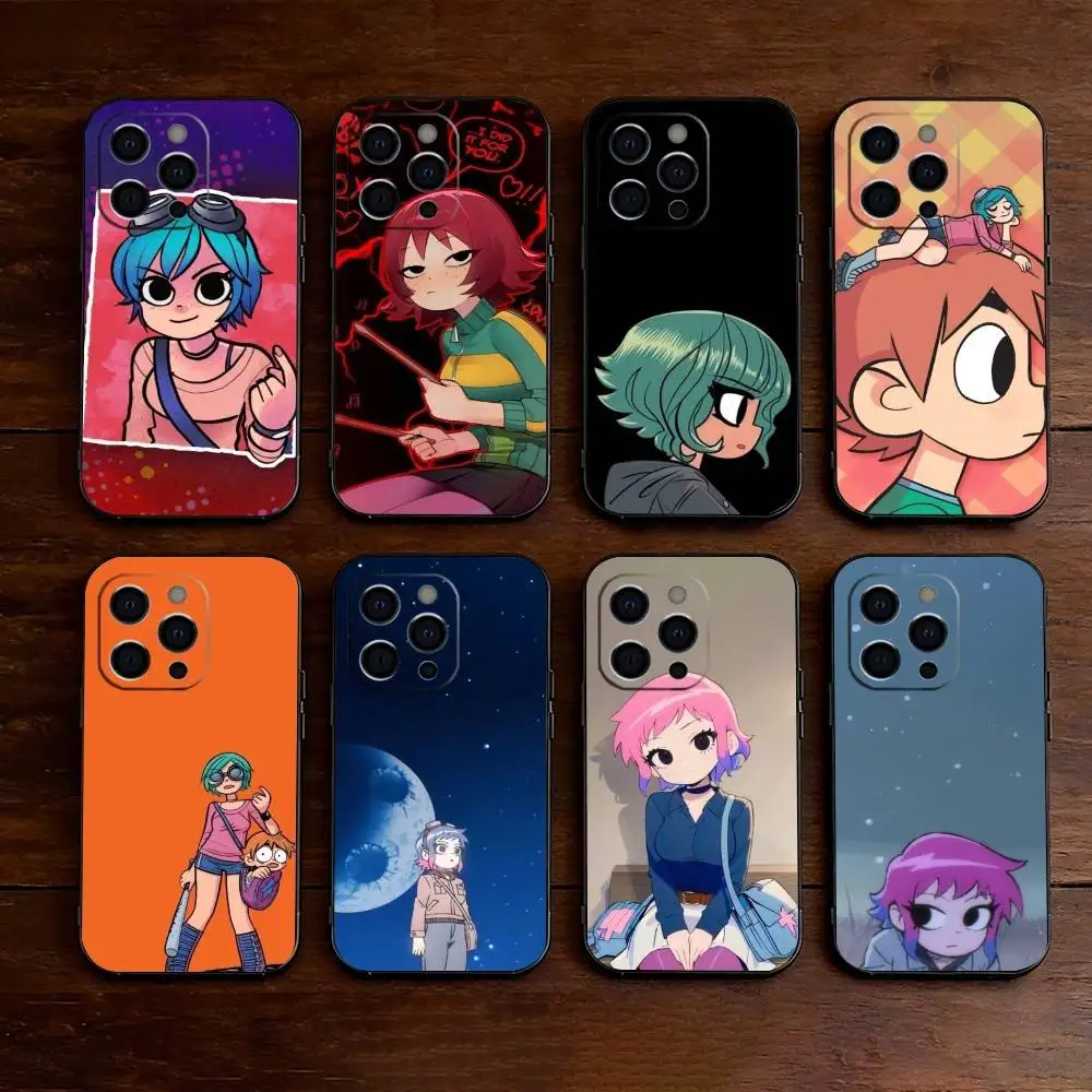 

S-Scott Pilgrim R-Ramona Flowers Phone Case For iPhone 17,16,15,14,13,12,11 Plus,Pro Max,XS,Soft Silicone Black Cover
