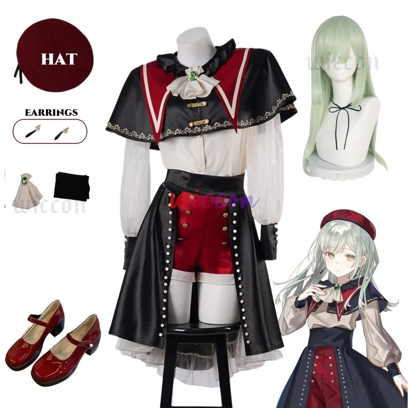 Anime Mutsumi Wakaba Mortis Cosplay Costume Ave Mujica Wig Black Red Cloak Lolita Women Party Suit Halloween Role Play Shoes