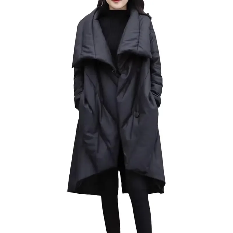 Winter Coat Women 2023 New Fashion Long Loose Thick Warmth Top Suit collar Parkas Jacket Female Cotton Clothing oversize Outwear