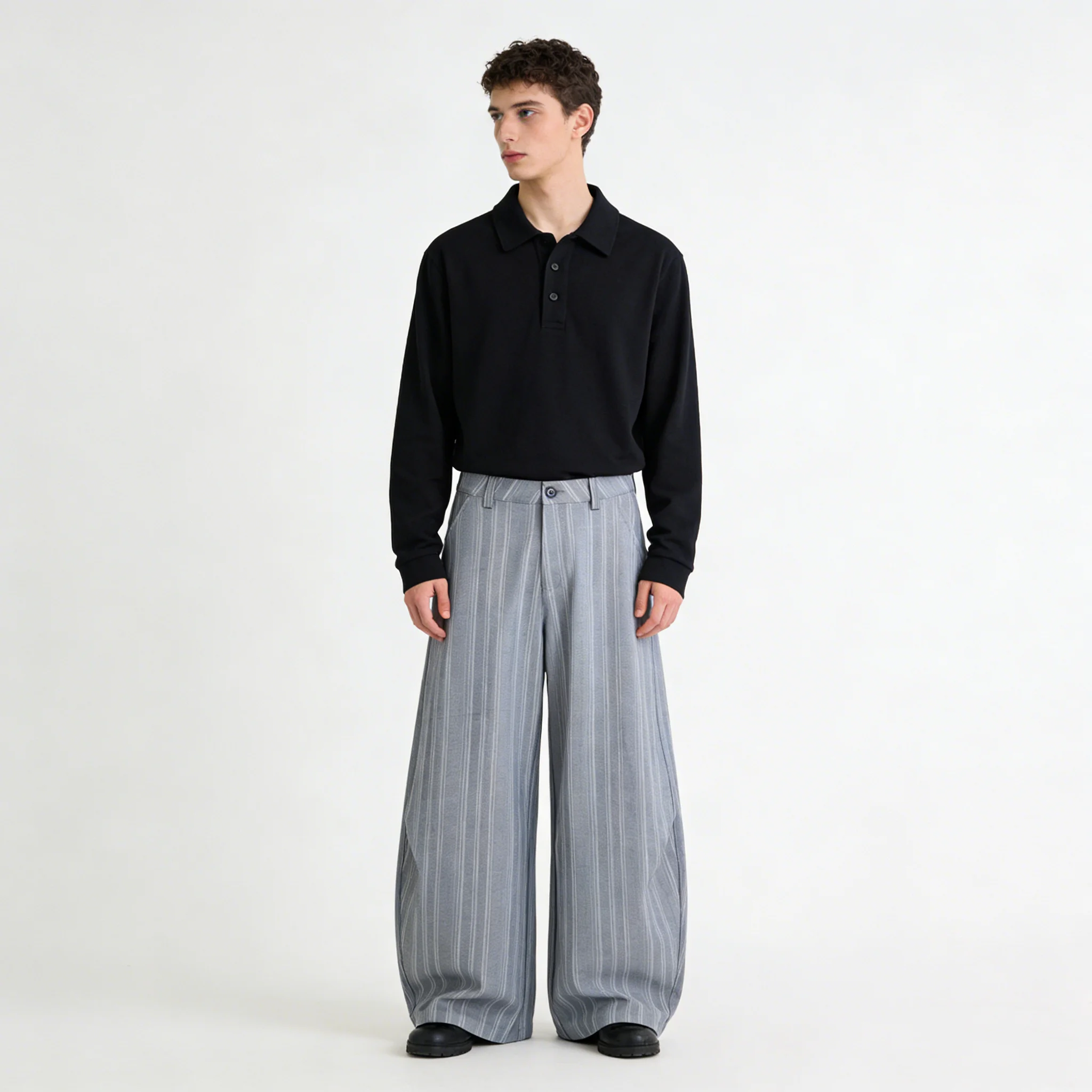 

Men's Casual Vertical Striped Wide Leg Dress Pants Oversized Baggy Lantern Trousers Business Old Money Suit Pants with Pocket