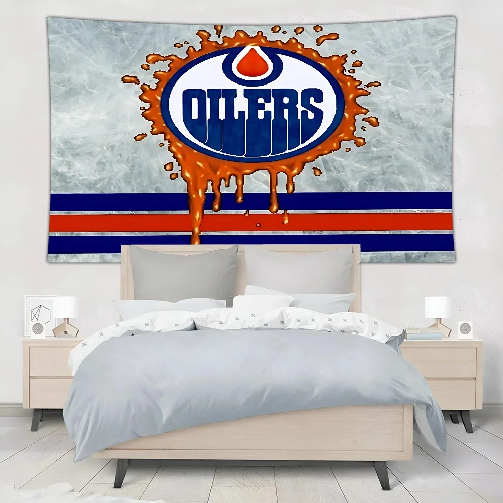 Edmonton O-oilers Tapestry Wall Hanging Tapestry Art Deco Blanket Curtain Hanging At Home Bedroom Living Room Decor