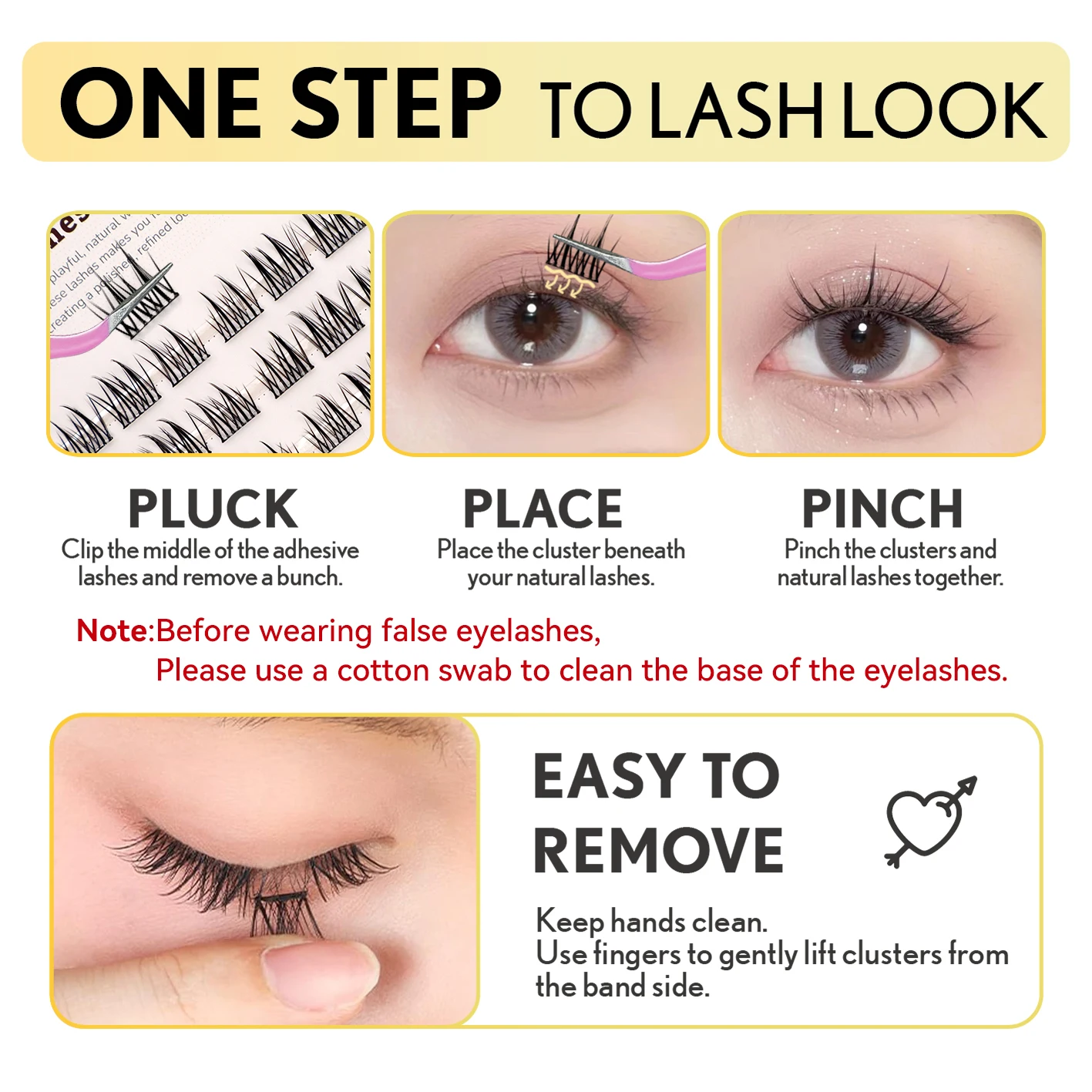 자기 접착 속눈썹 태양 꽃 천연 접착제 필요 없음 메이크업 도구