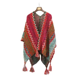 3 stili inverno caldo mantello Oversize lavorato a maglia pipistrello Poncho soprabito mantelle donna allentato collo in pelliccia sintetica Cardigan scialle maglieria