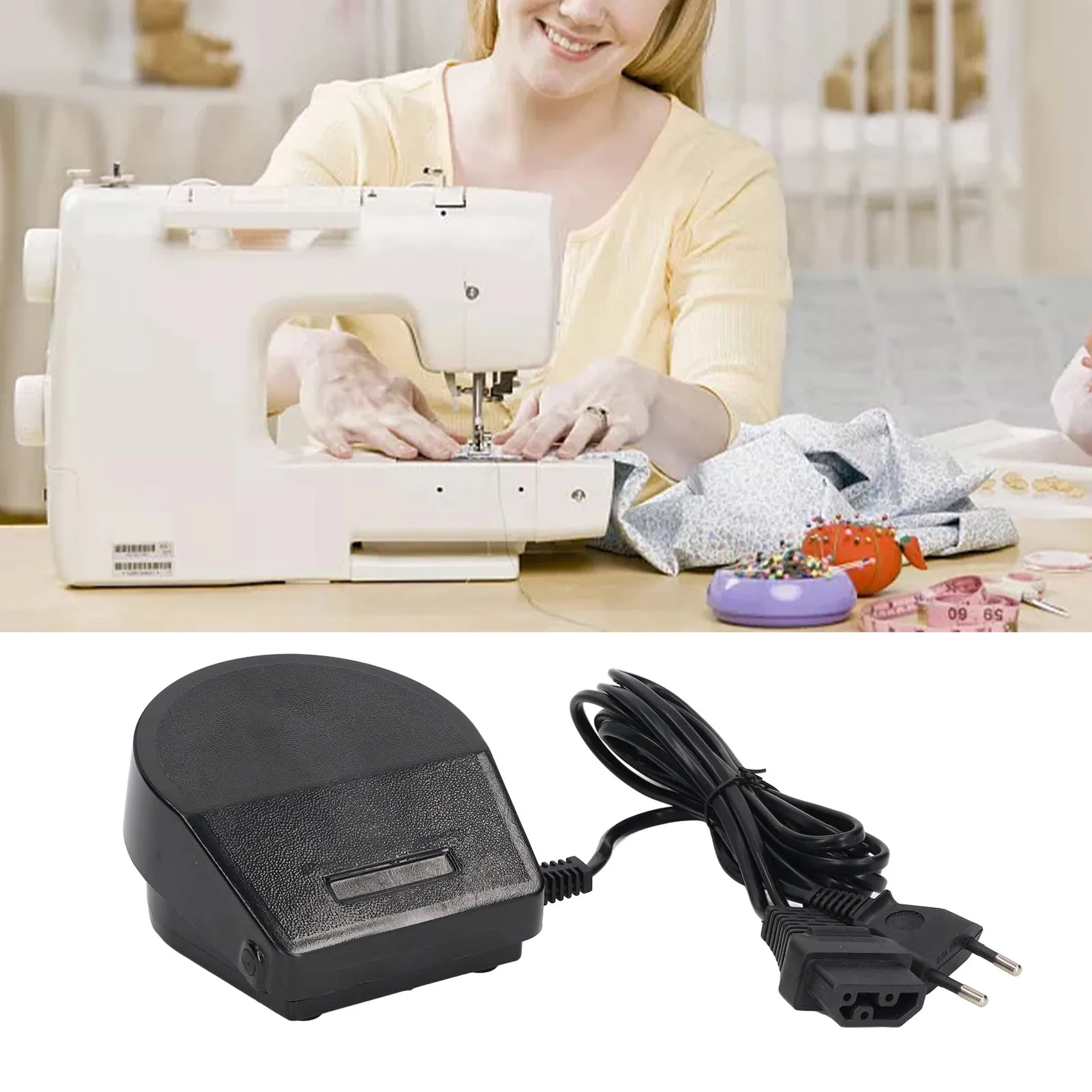 Sewing Machine Pedal Horseshoe Shaped Replacement EU Plug 220V Sewing Machine Foot Pedal With Power Cord for Most Scenarios