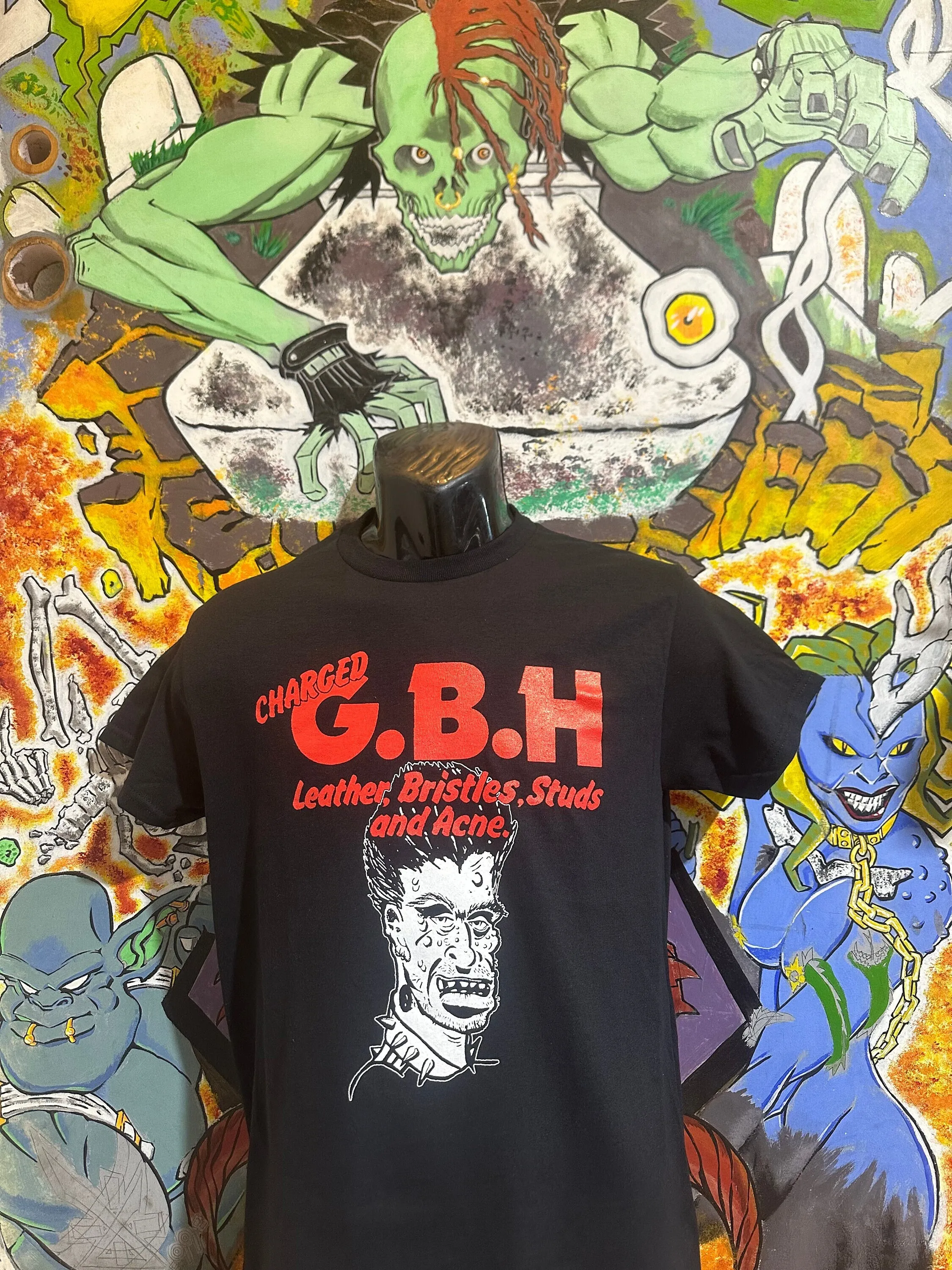 GBH Leather Bristles T Shirt Leftover Crack Dead Kennedys Punk Subhumans Choking Victim OI