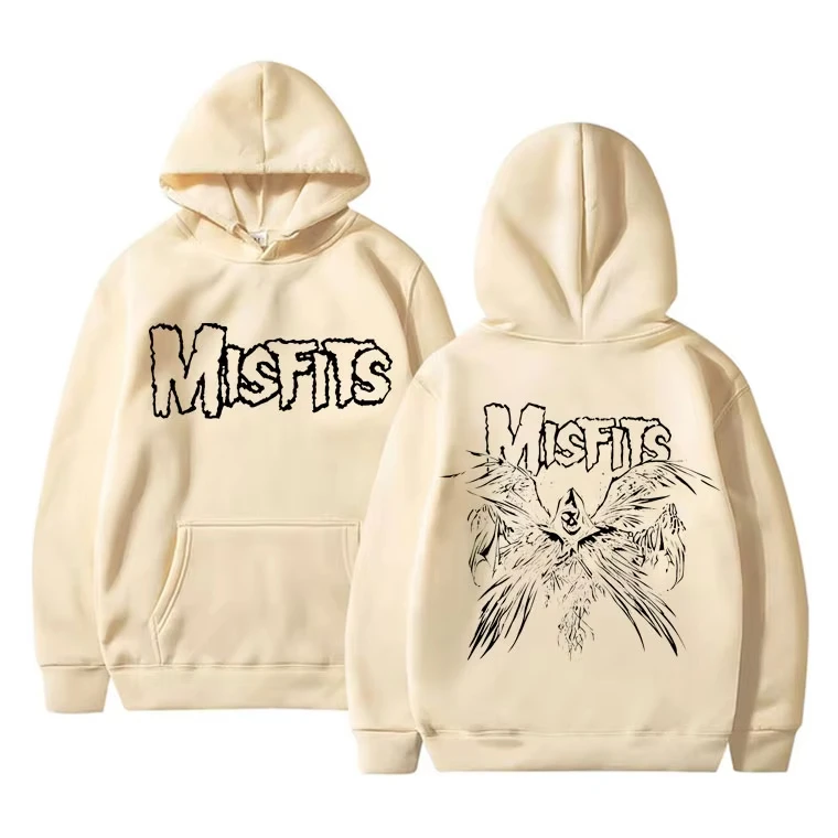 Horror Punk Misfits Felpa con cappuccio con stampa grafica teschio vintage Felpe con cappuccio in pile da uomo Uomo Donna Moda Felpe rock gotico