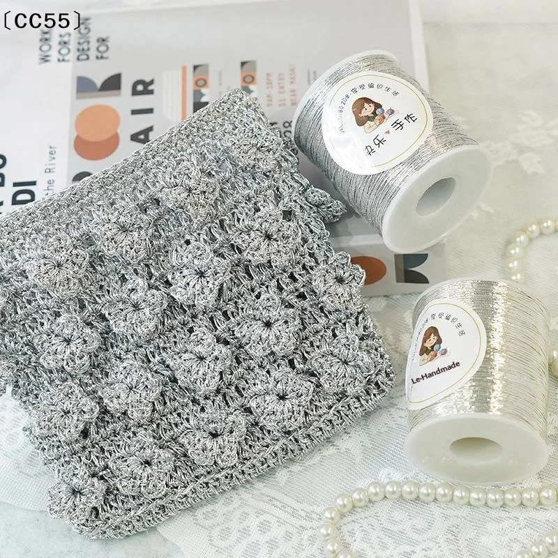 Silver Thread 1mm Sparkling DIY Handmade Handbag Crochet Bag Line Weaving Handbag Fragile Silver Thread Handmade Craft〔CC55〕