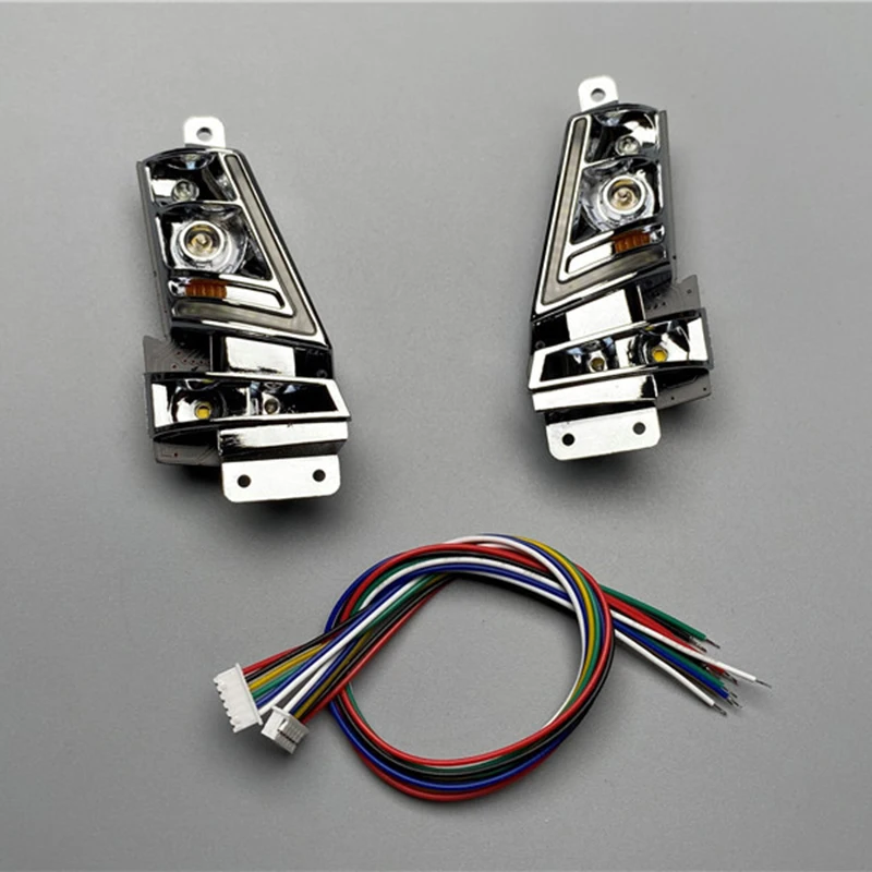 1 Pair 1:14th Scale LED Running Water Headlights Upgrade Light for Tamiya RC Truck Tipper VOLVO FH16 750 56360 56362 Car Parts