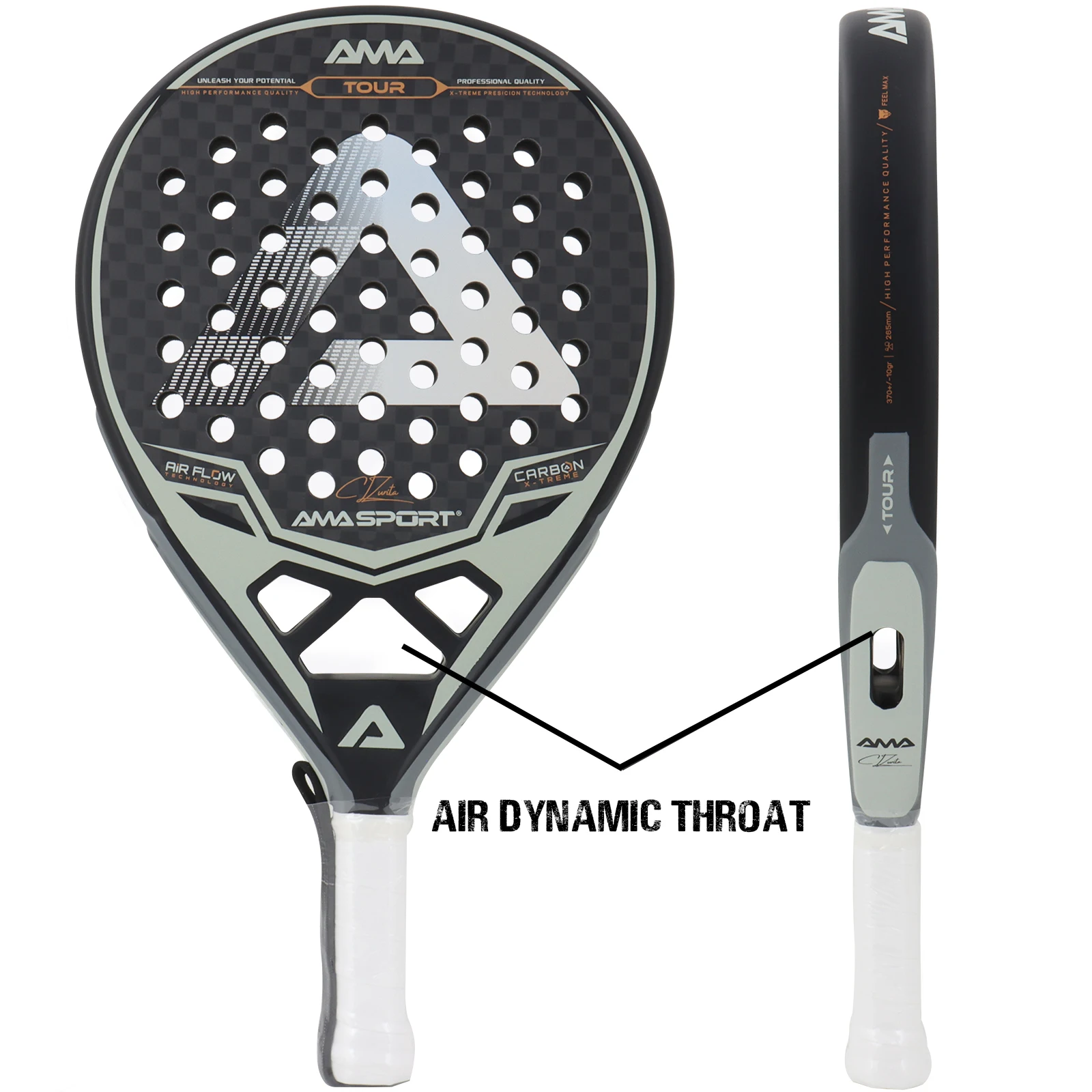 

AMASPORT 12K Carbon Finber Padel Racquet With EVA Memory Flex Foam Core Suitable For Beginner To Advanced Players