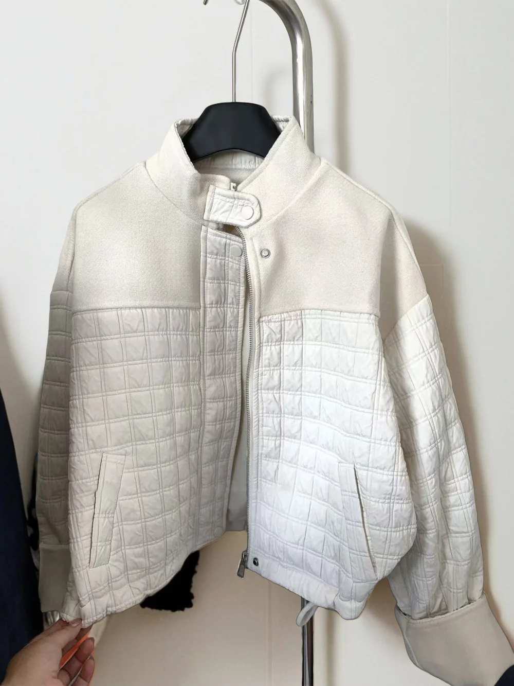 

Женская хлопковая куртка на молнии с ромбовидным узором из смеси шерсти Ele, осенне-зимняя свободная универсальная хлопковая верхняя одежда из джета