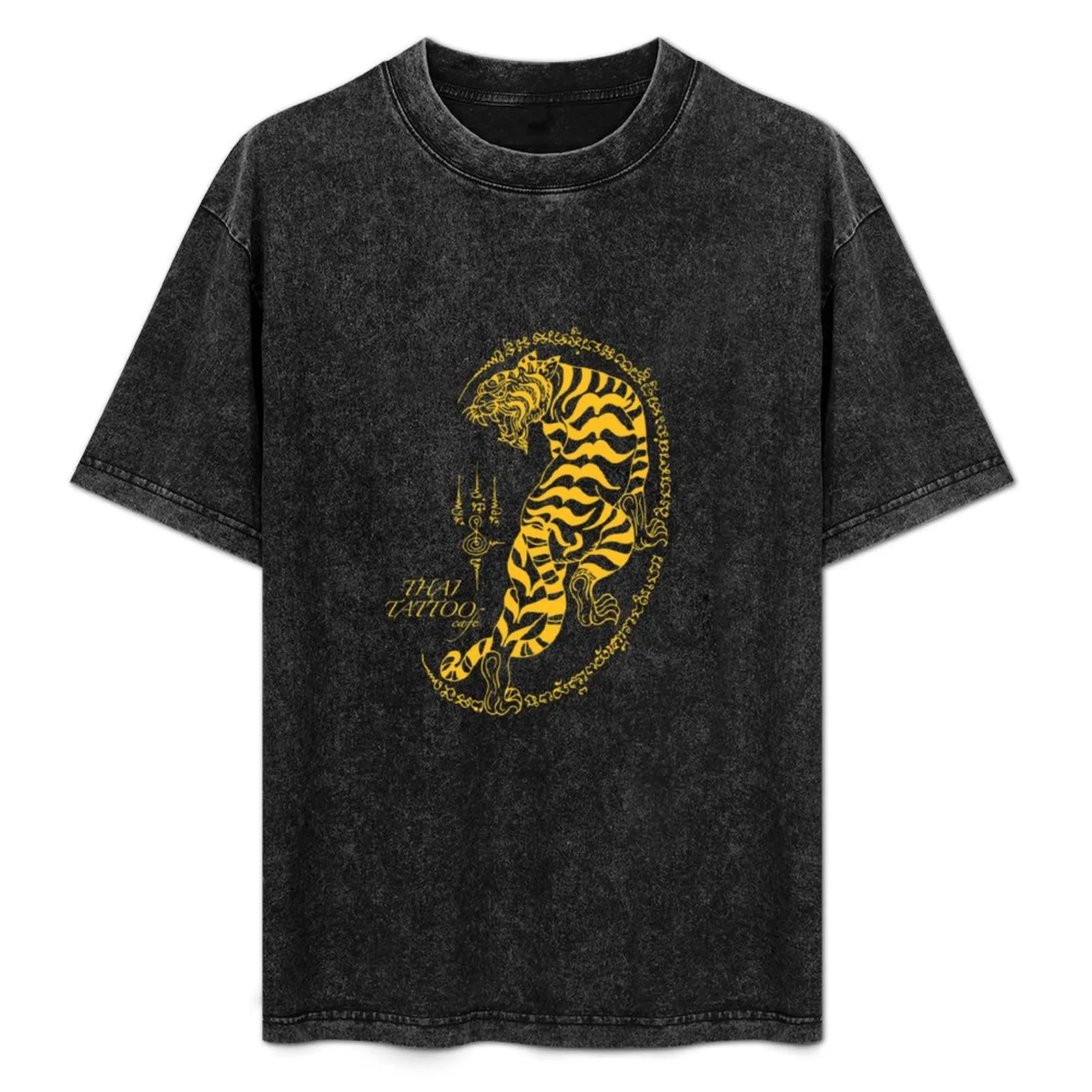 

Looking Back Thai Tiger with Thai Tattoo Café Logo T-Shirt Fashion Pattern Printed Tee Shirt