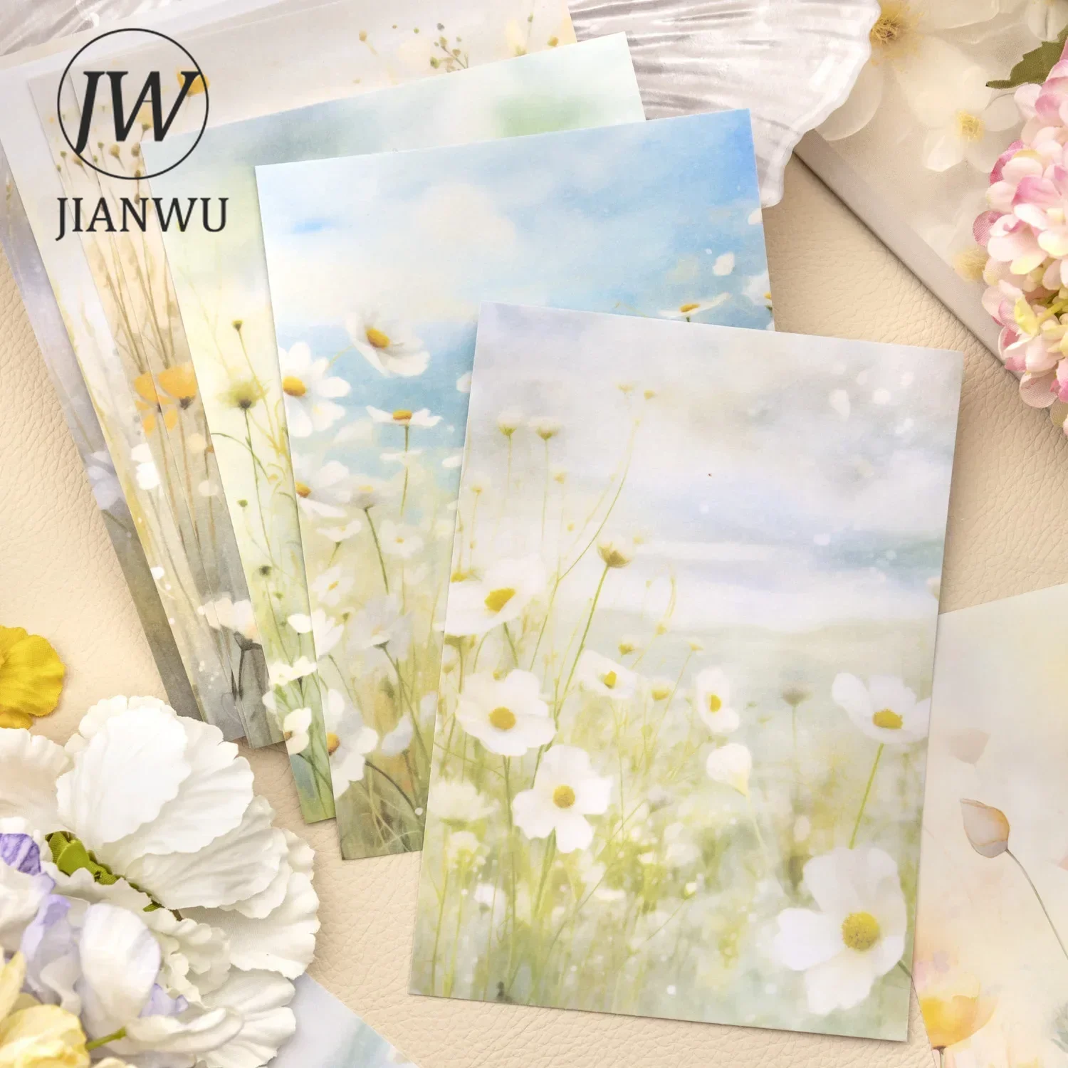 JIANWU A Riot of Flower Shadows Series Vintage Landscaping Material Collage Washi Paper Sticker Creative DIY Journal Stationery