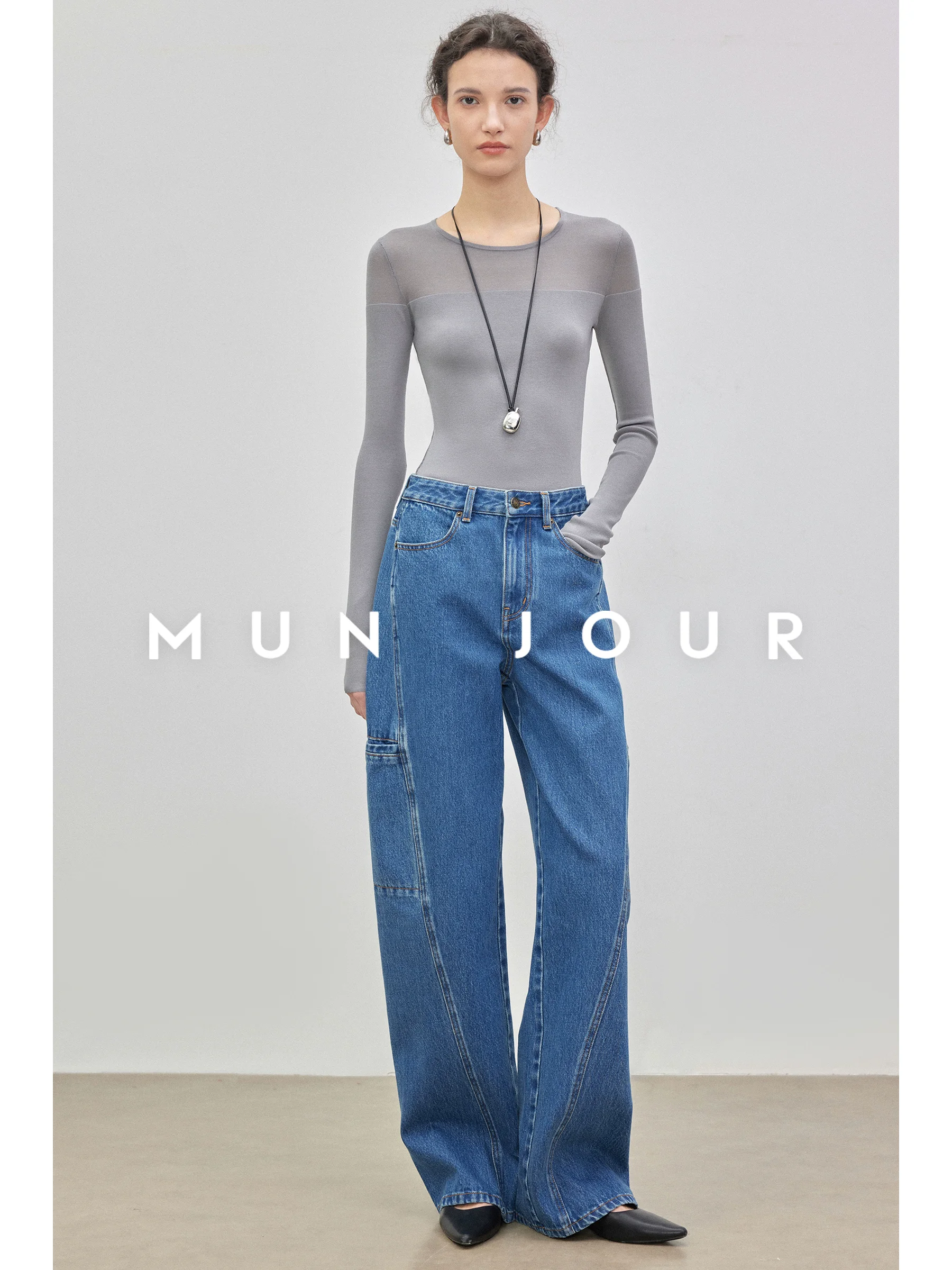 High Waist Cotton Denim Pants Women's Casual Straight Leg Jeans Spring Autumn Winter Seasonal High Elastici ket Design