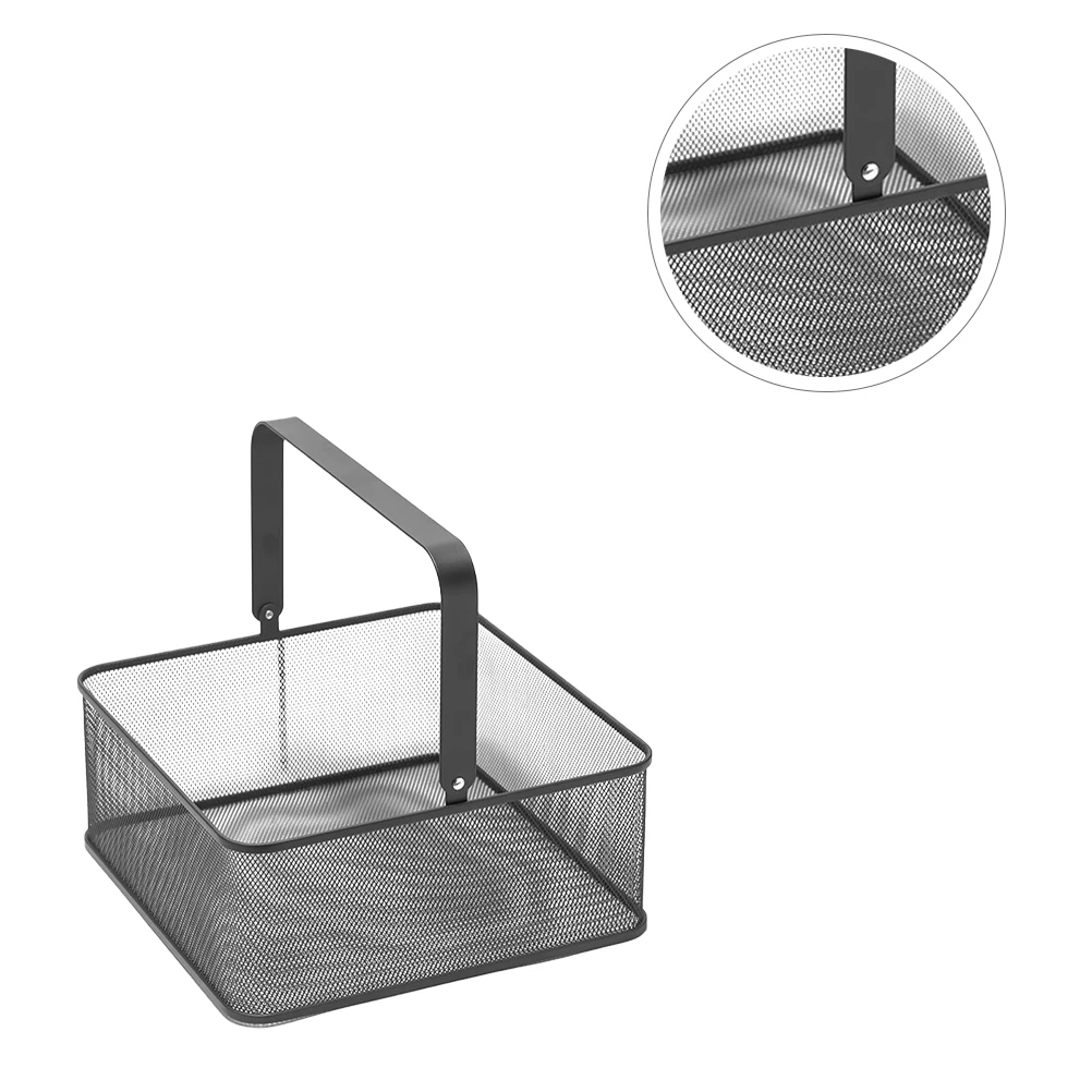 

Metal Storage Box Iron Household Organizer Case Vegetable Holder For Kitchen Living Room Desktop Black Medium Size