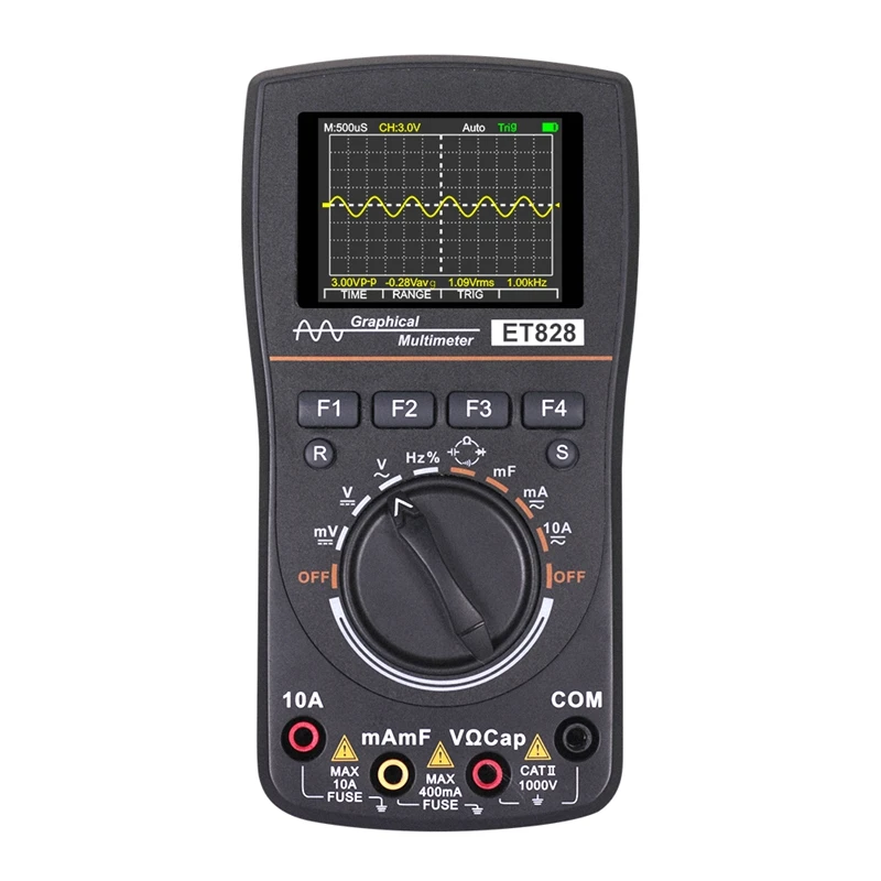 

ET828 Intelligent Digital Oscilloscope Auto Range Graphical Multimeter quot; Screen 1MHz 2.5MSPS Waveform for Electronic Test