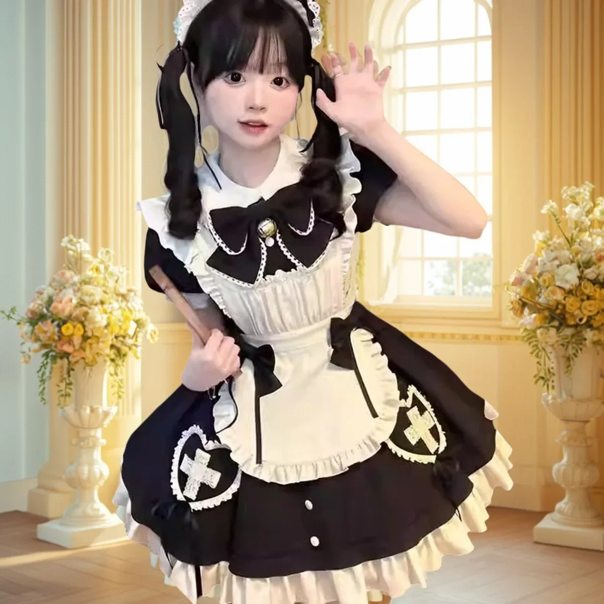 Cute Maid Uniform Cat Print Lolita Dress Cosplay 2025 Themed Par Wear Costume for Girls Large Size Teenagers Anime dsfewr3