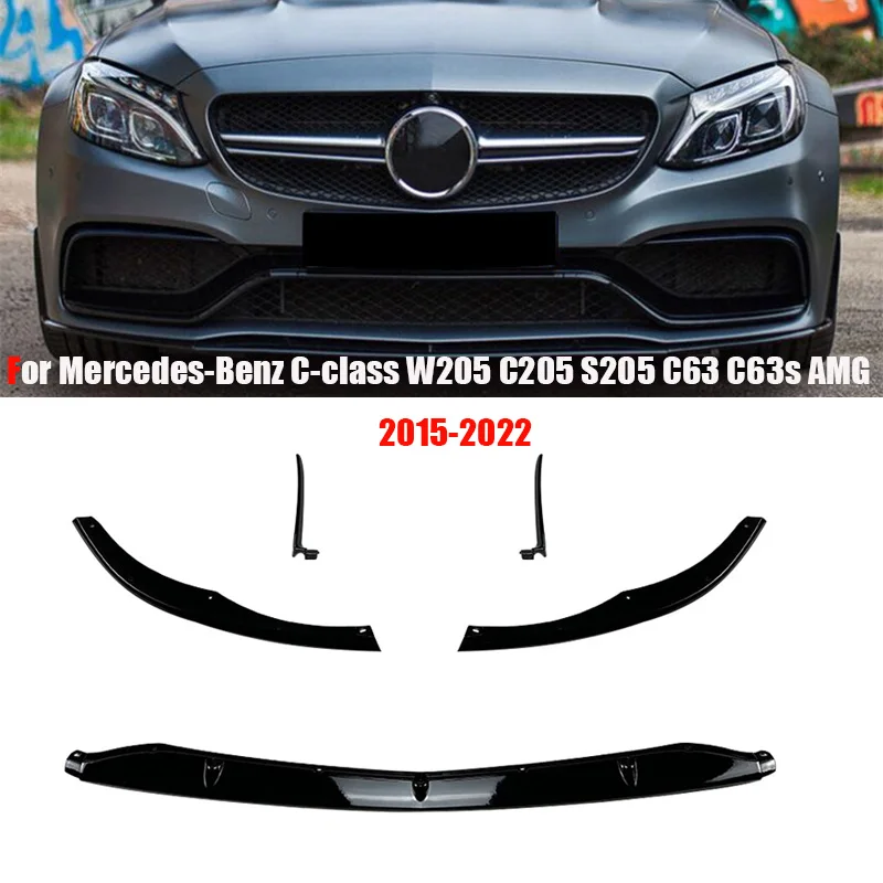 

Glossy Black For Mercedes-Benz C class W205 C205 S205 C63 C63s AMG 2015-2022 Coupe Car Front Bumper Lip Diffuser Spoiler Kits