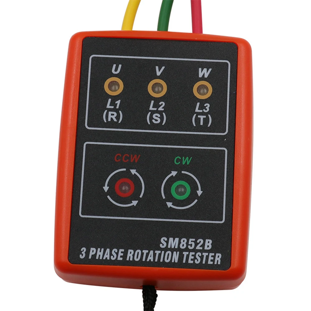 SM852B Three Phase Rotation Tester Digital Phase Detector LED Buzzer Three-Phase 60V-600V AC Phase Sequencer