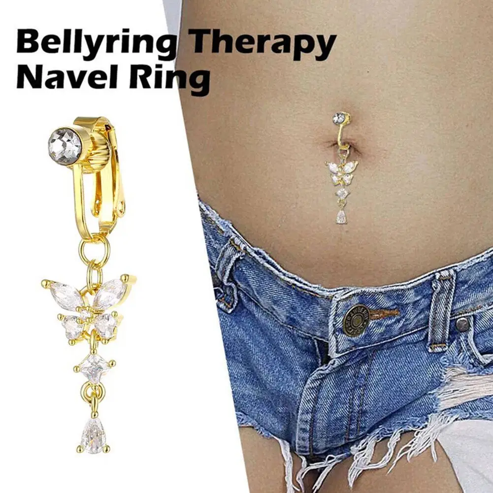1pcs Fake Belly Button Rings, Pack Stainless Steel Pierced Belly Piercing Faux Piercing No On Non Jewelry Clips Navel Rings J7g1